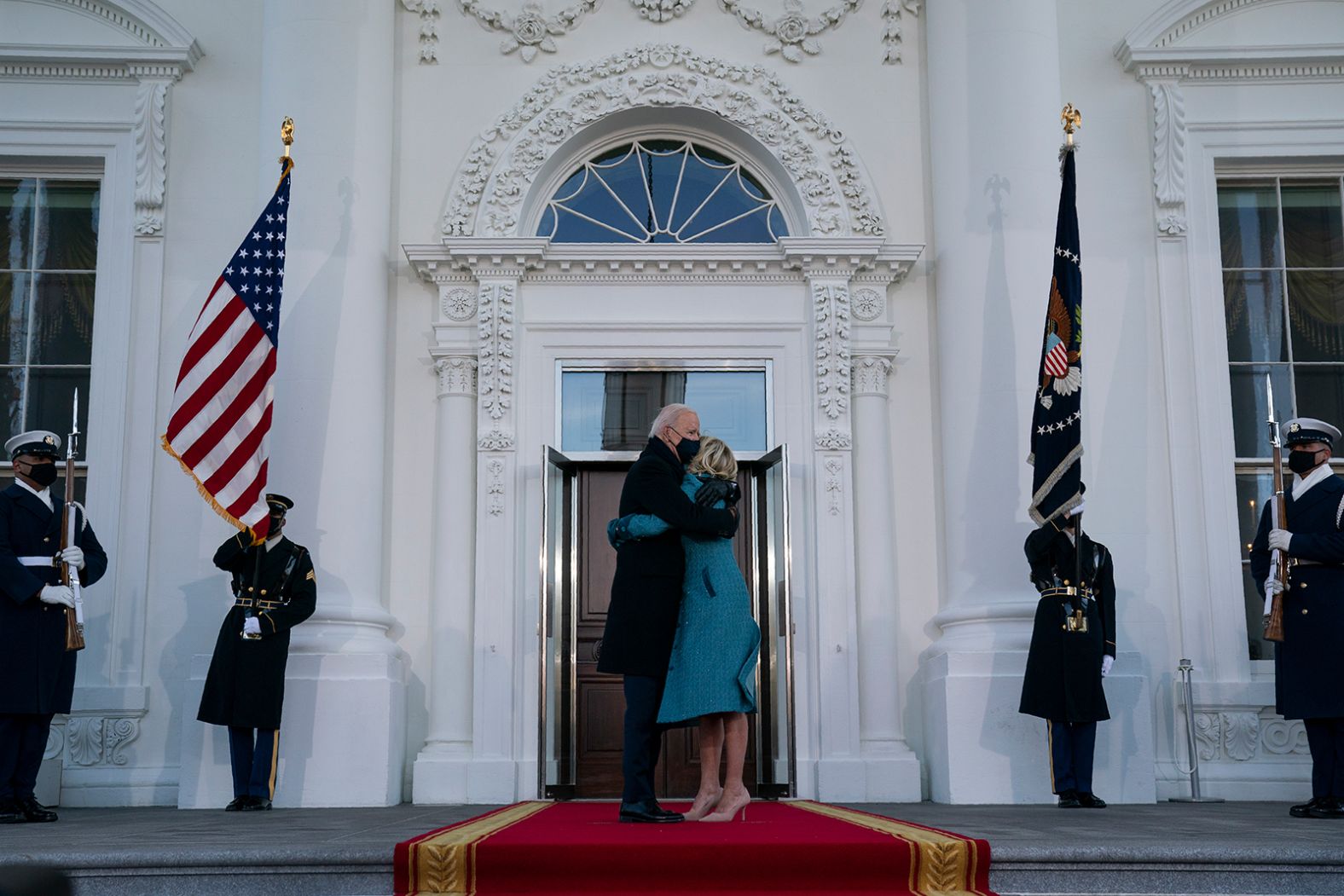 Biden arrives at the White House for the first time as president.