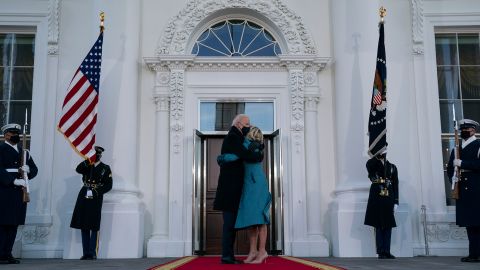 Biden arrives at the White House for the first time as president.