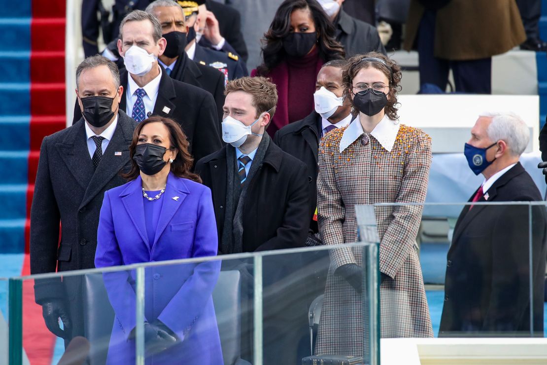 Ella Emhoff with her family at the inauguration of Joe Biden.