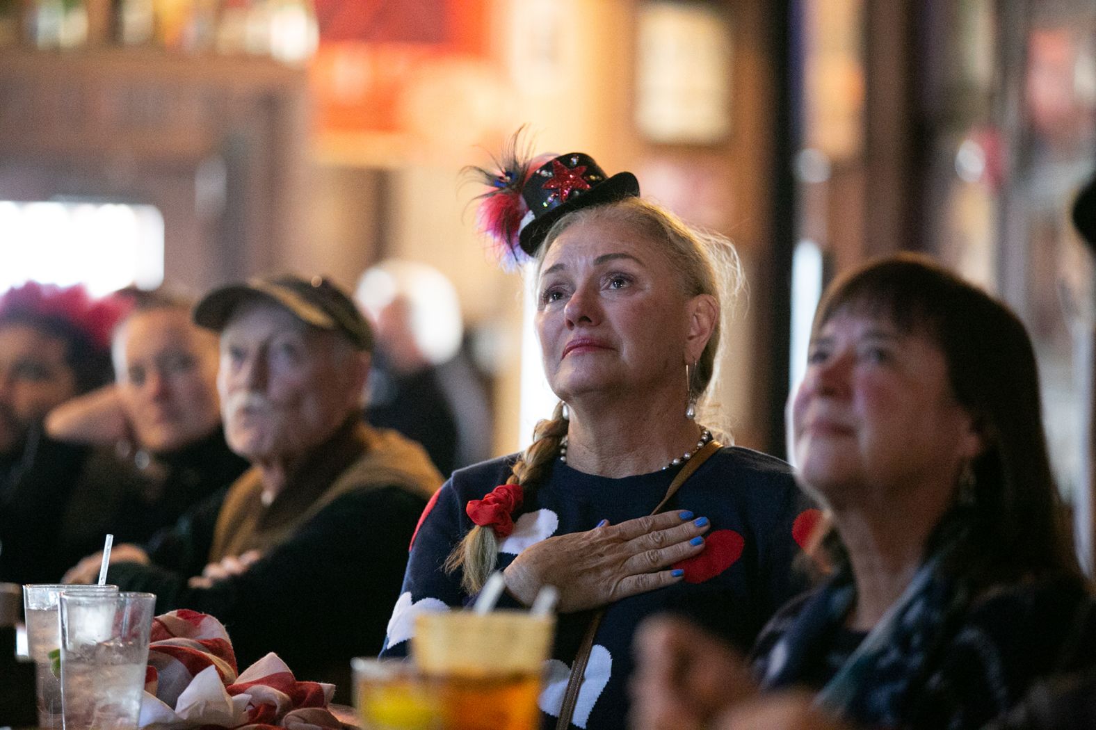 Kelsey Nix watches the inauguration from Manuel's Tavern, a bar in Atlanta.