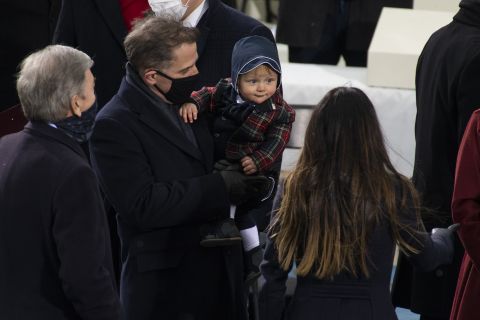 Biden's son Hunter attends the inauguration with his own son, Beau.