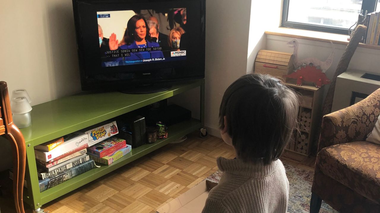 Sarah Johnson's 5-year-old son Uly was excited to watch the historic moment.