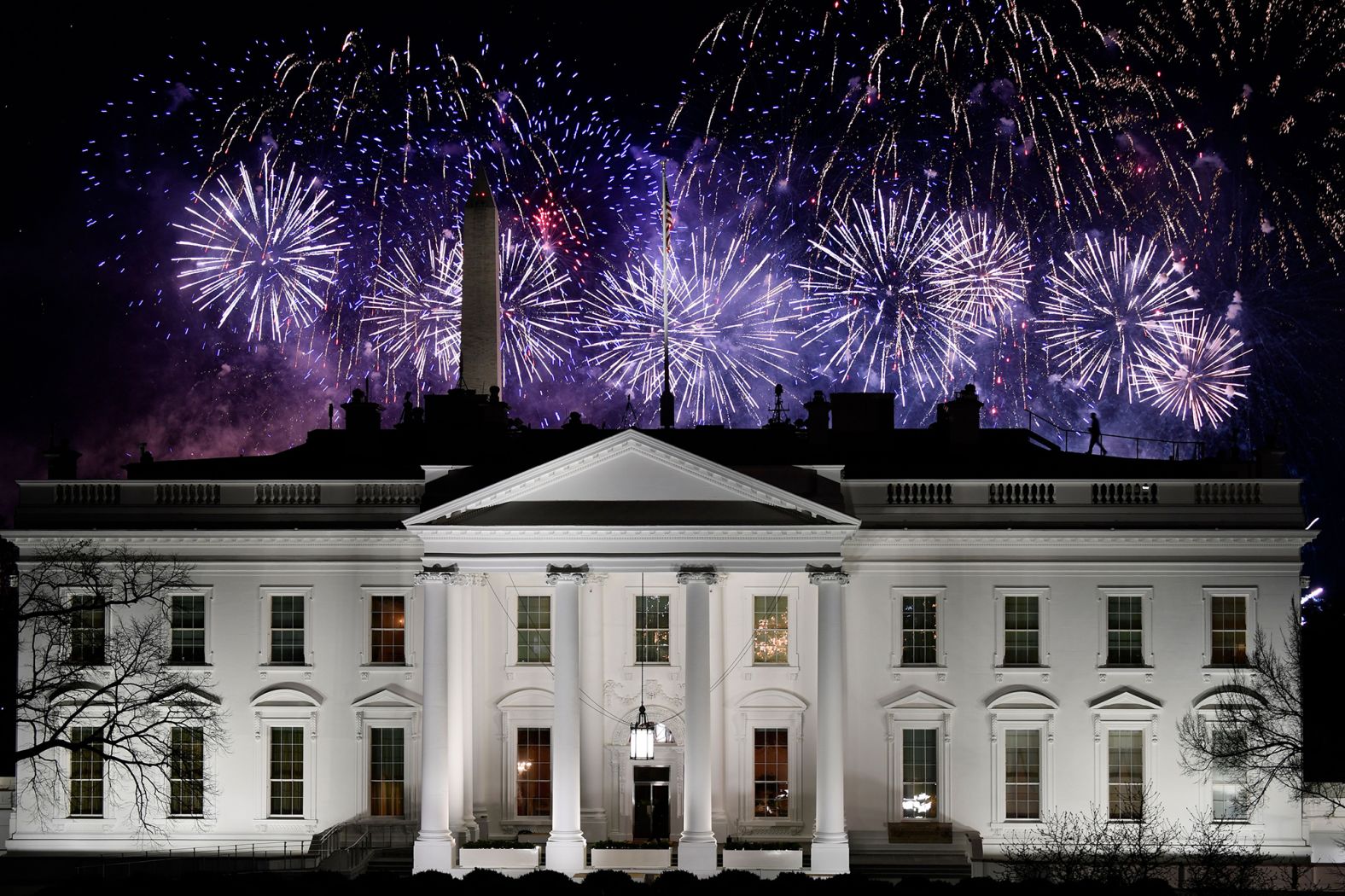 Fireworks are seen above the White House at the end of the Inauguration Day events.