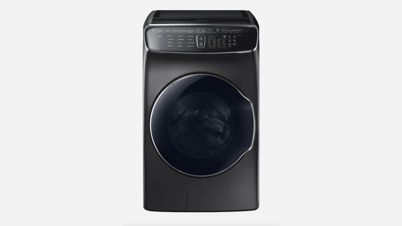 Samsung smart washer in black stainless steel