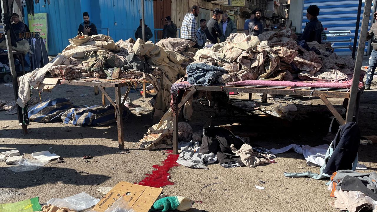 A view shows the site of the suicide attack in Baghdad on January 21, 2021.