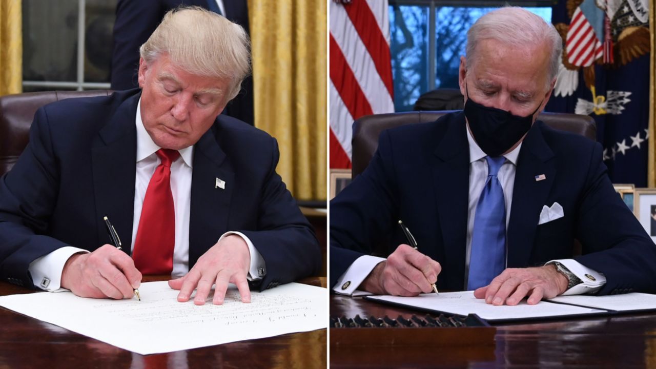 SPLIT donald trump 2017 joe biden 2021 executive orders