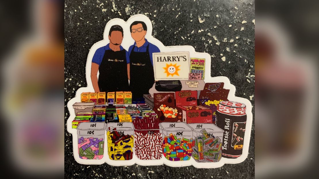 A student who loved Minho Kim's deli sold stickers she designed of Kim and his employee, Dante, to raise money to help with the store's back rent and other bills.