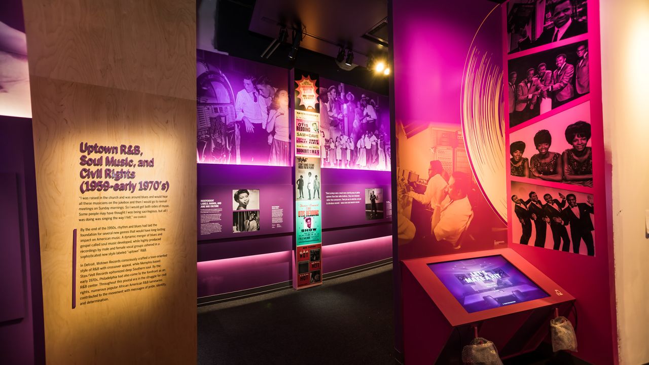 The One Nation Under A Groove gallery is the largest in the museum due to it covering the influence of R&B on genres including soul, funk and disco.
