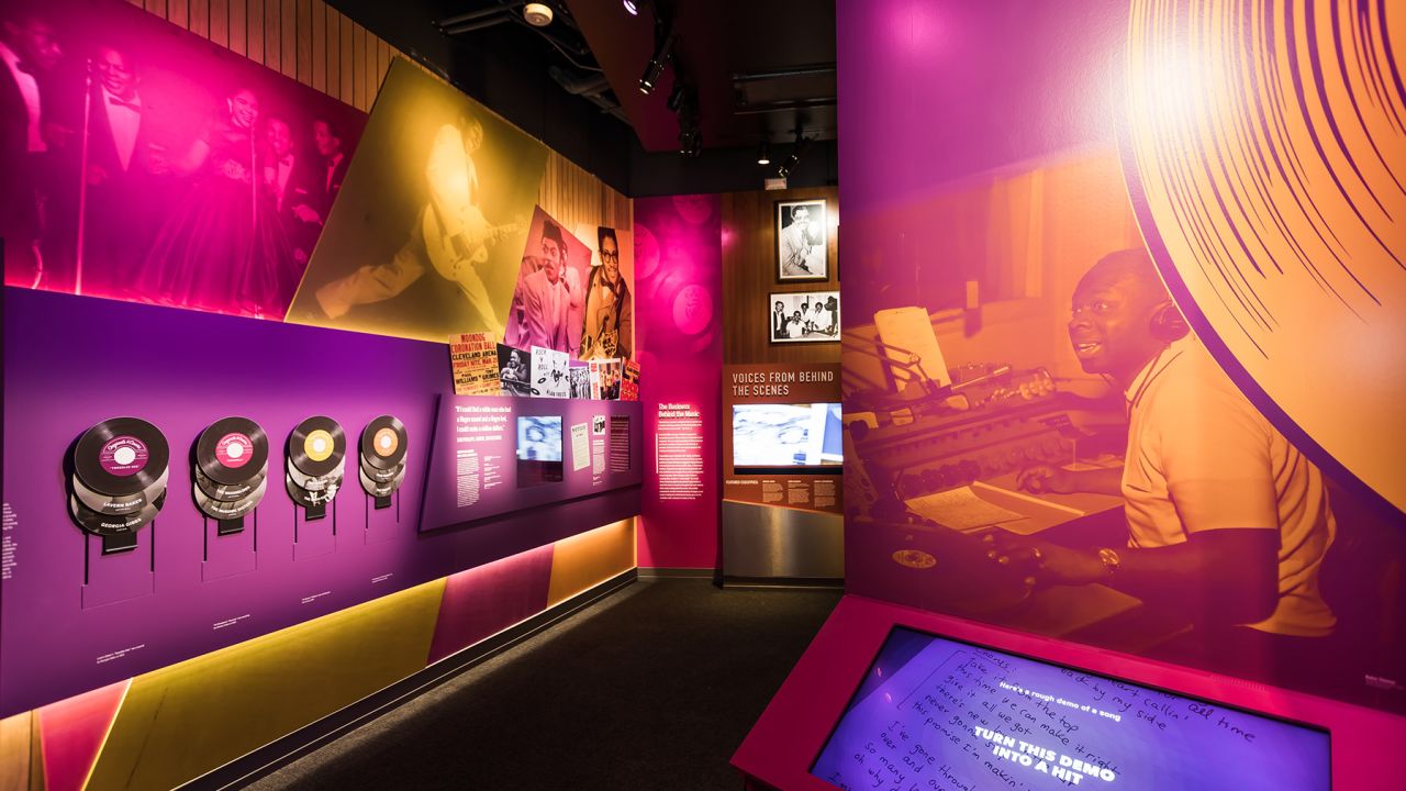 The One Nation Under A Groove gallery offers two gallery-specific interactive elements: Visitors can find out what producer style they are, and there is an interactive dance studio teaching visitors different dances throughout the decades.