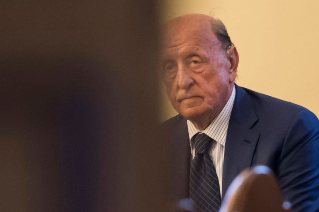 Former president of the IOR Vatican bank, Angelo Caloia is pictured during a court hearing on embezzlement charges at the Vatican.