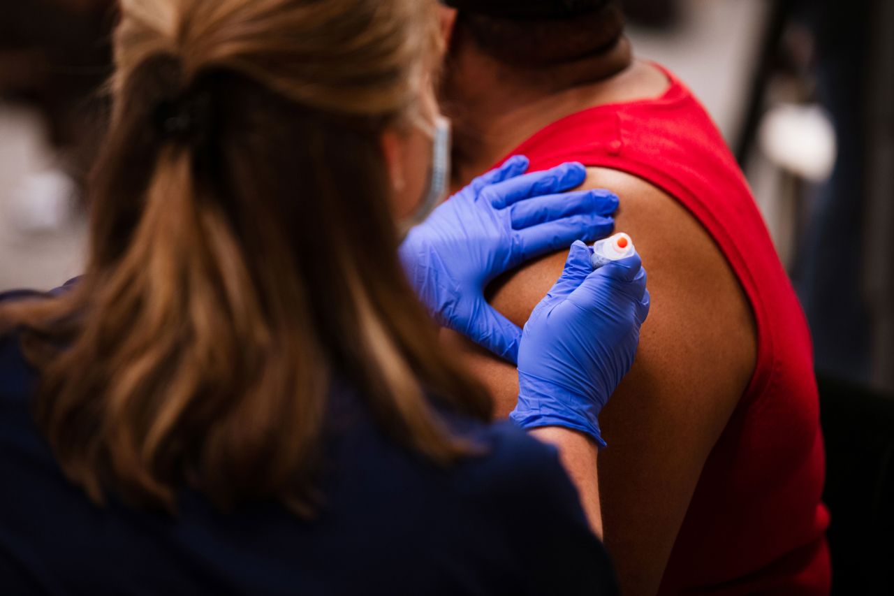 Shanta King receives a Covid-19 vaccine in Louisville, Kentucky, on Wednesday, January 20.