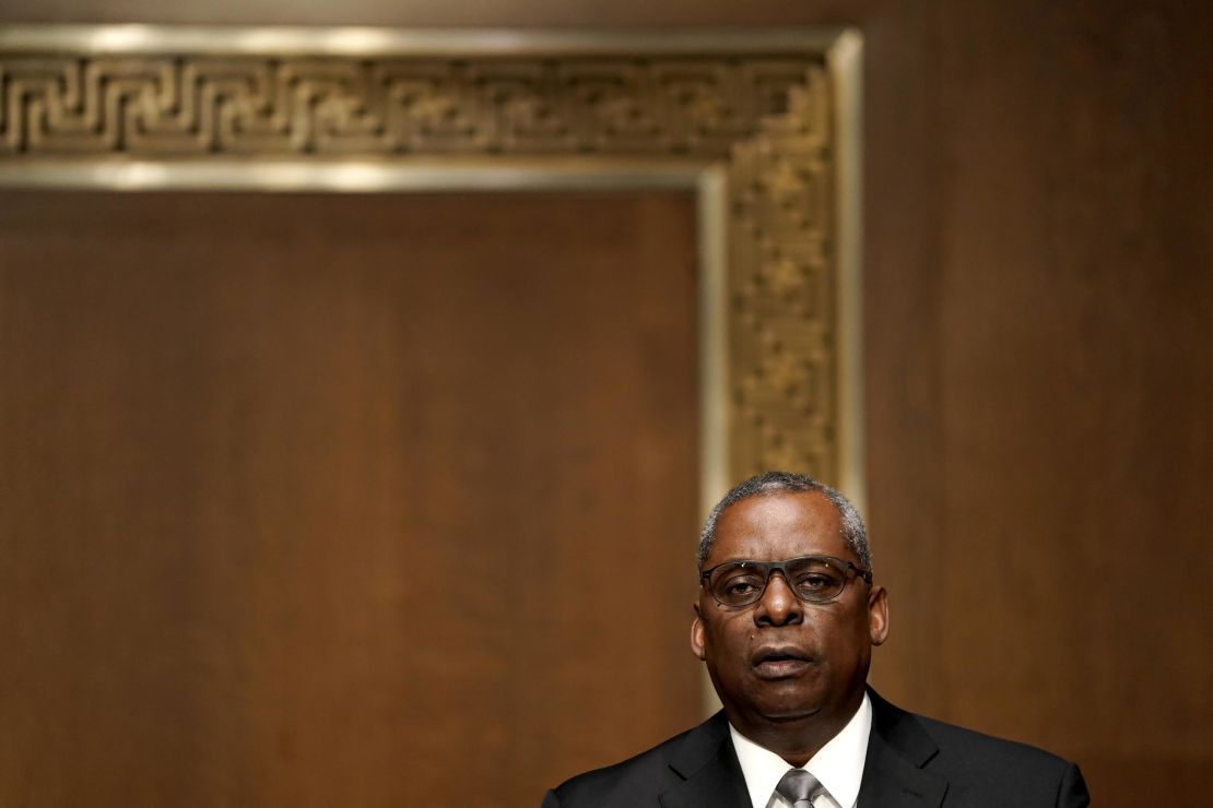 President Joe Biden's nominee for Secretary of Defense, retired Army Gen. Lloyd Austin testifies at his confirmation hearing before the Senate Armed Services Committee at the U.S. Capitol on Tuesday in Washington, DC.