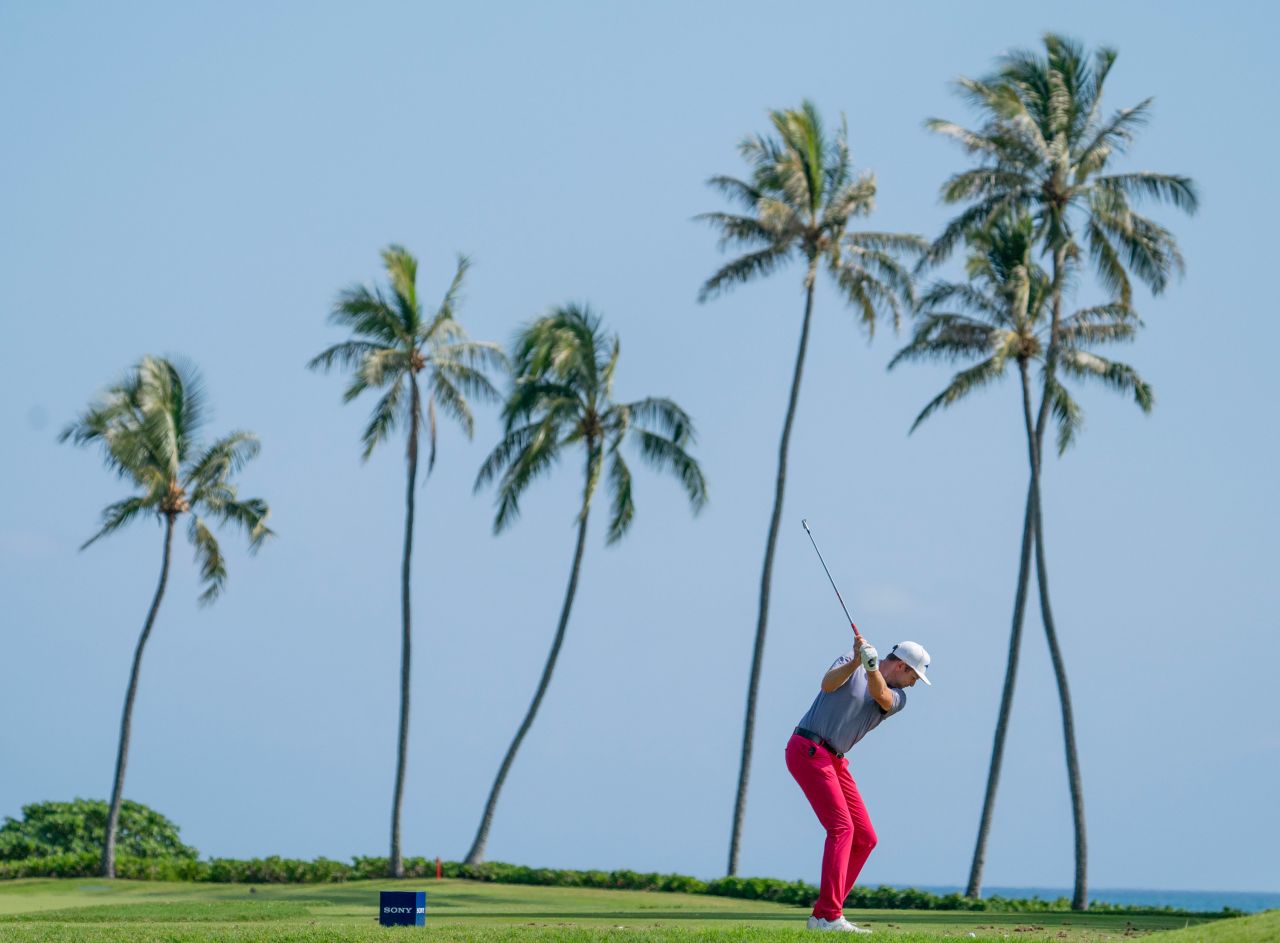 Bo Hoag hits a tee shot during the second round of the Sony Open on Friday, January 15. The tournament was held at the Waialae Country Club in Honolulu.