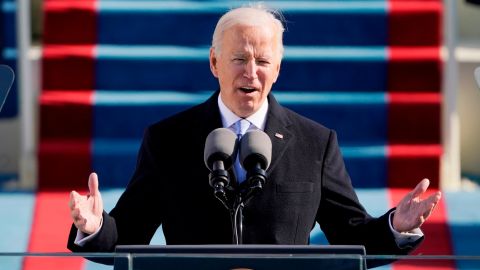 President Joe Biden speaks during the the 59th inaugural ceremony on the West Front of the U.S. Capitol on January 20, 2021.