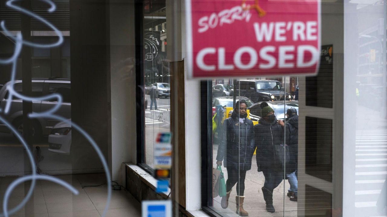 Mandatory Credit: Photo by JUSTIN LANE/EPA-EFE/Shutterstock (11700603g)
Pedestrians walk past a closed store in New York, New York, USA, on 08 January 2021. The United States' Bureau of Labor Statistics released data today showing that the US economy lost 140,000 jobs in December and that the unemployment rate is at 6.7 percent as businesses continue to struggle with the economic impact of the coronavirus pandemic.
Coronavirus Economy Impact, New York, USA - 08 Jan 2021