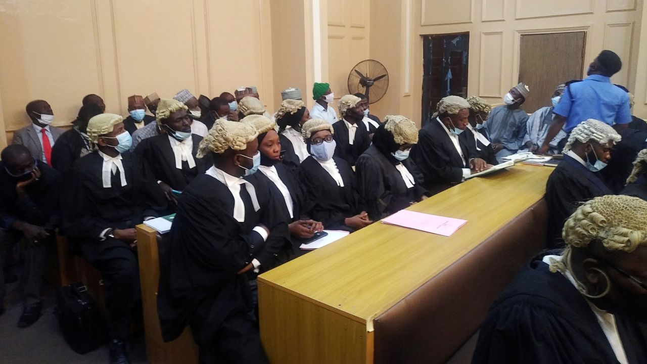 Lawyers in a court during a hearing of a blasphemy case in Kano, Nigeria on January 21