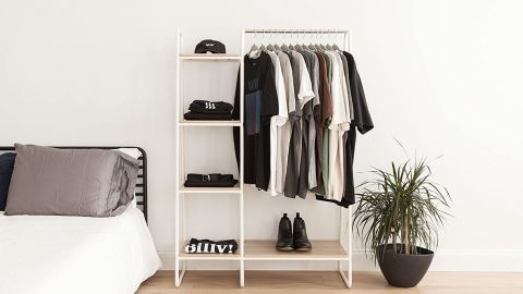 Iris Metal Garment Rack With Shelves 