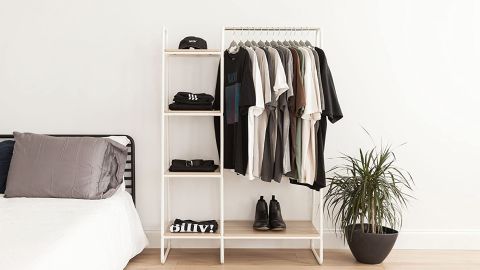 Iris Metal Garment Rack With Shelves