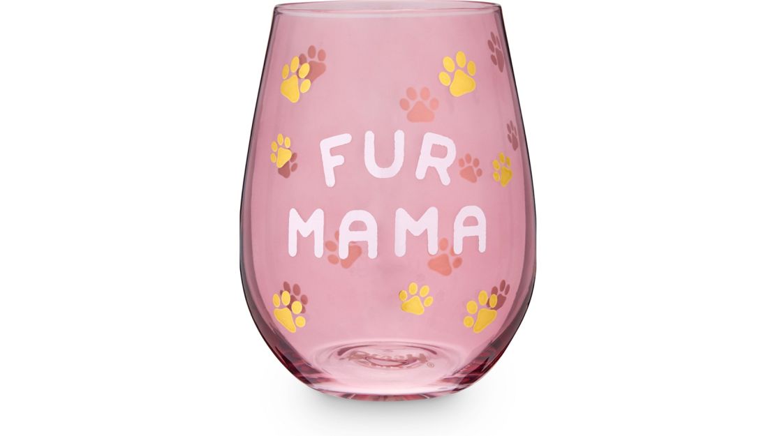 Blush Fur Mama Wine Glass 