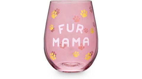 Blush Fur Mama Wine Glass