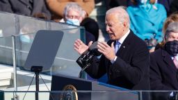 US President Joe Biden delivers his inaugural address on the West Front of the U.S. Capitol on January 20, 2021 in Washington, DC.  During today's inauguration ceremony Joe Biden becomes the 46th president of the United States. (Photo by Alex Wong/Getty Images)