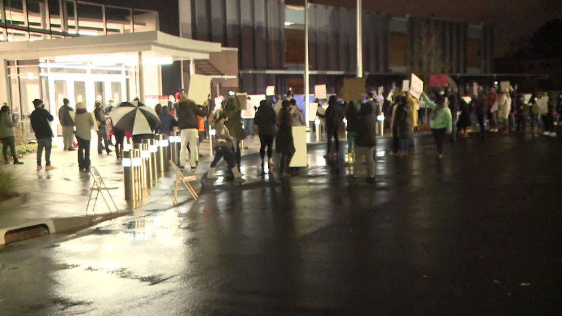 Teachers protest schools being open for in-person learning.