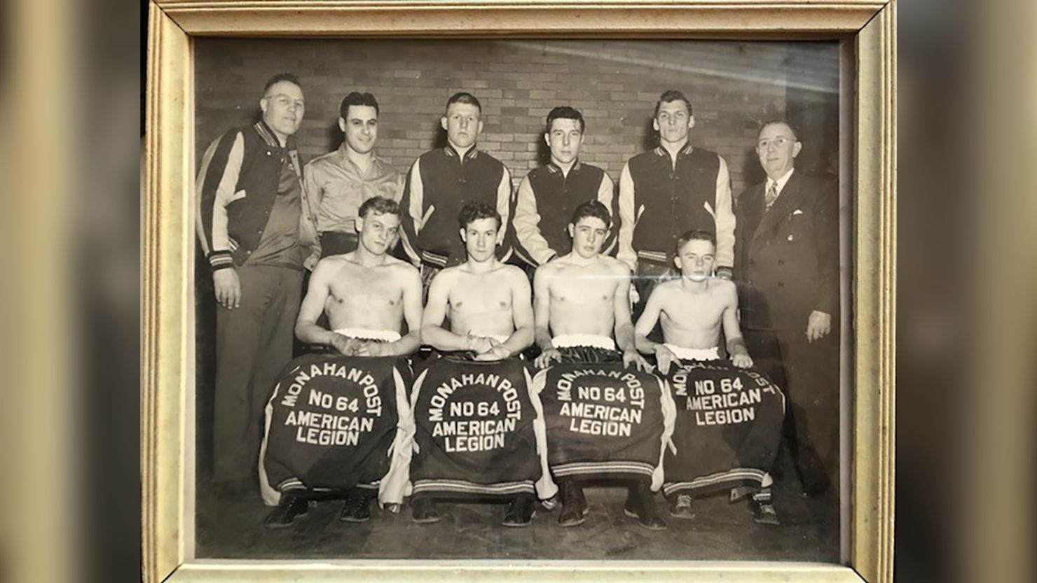 This photo, originally published in the Monahan Post News in 1947, shows Mil Bardsley, bottom right, with his American Legion boxing team. The photo is part of his son's, author Greg Bardsley, personal archive.