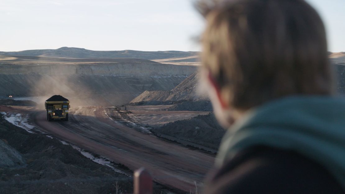 Lynne Huskinson, a retired coal minor, looks over the Eagle Butte mine in Gillette, Wyoming. Huskinson says she was laid off in 2019.