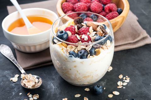 The probiotics in yogurt help reduce cortisol levels; top with mixed berries for a vitamin C bonus.