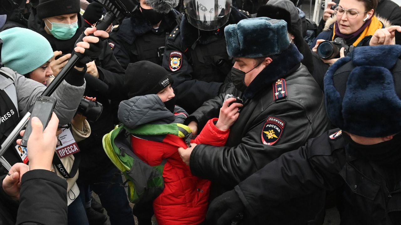 A number of people were detained during the protest in Moscow.