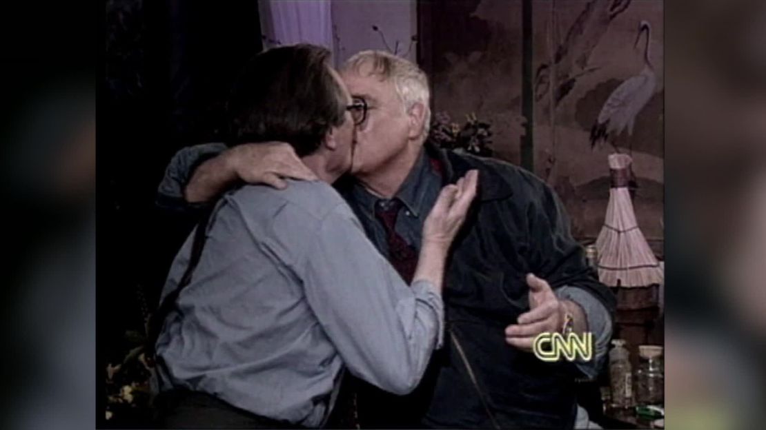 Larry King's 1994 interview with Marlon Brando ended with a kiss on the lips.  