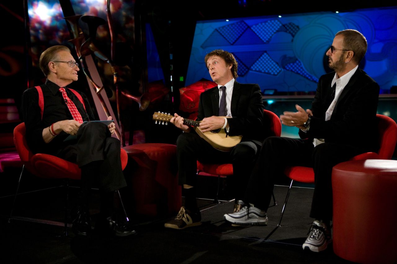 King talks with Paul McCartney and Ringo Starr in 2007 at The Mirage Hotel and Casino in Las Vegas.