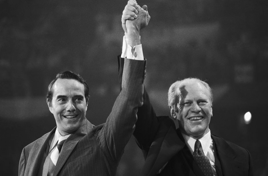 Dole and Ford attend the Republican National Convention in 1976. They would lose the election to Jimmy Carter and Walter Mondale.
