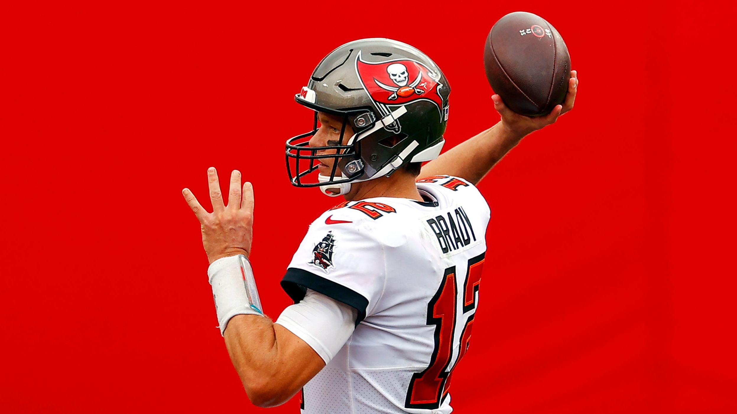 Brady throws a pass during a game against Carolina in September 2020. Brady finished the regular season with 40 touchdown passes and 12 interceptions as the Buccaneers went 11-5.