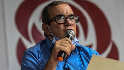 Londoño speaks during the Second Extraordinary National Assembly of the Former FARC Guerrilla Political Party, in Medellin, Colombia, on January 24, 2021.