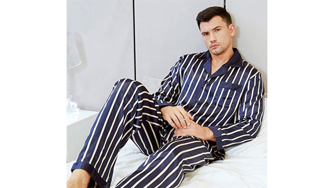 Lonxu Men's Satin Pajamas Set