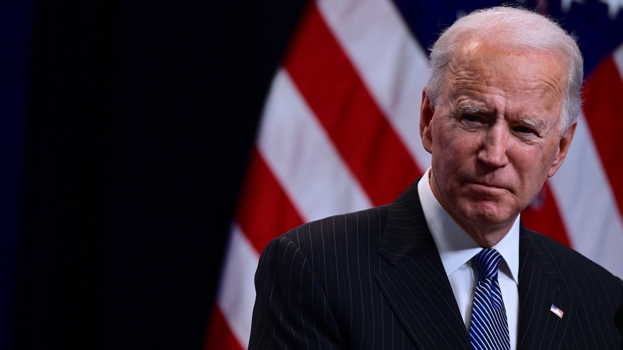 US President Joe Biden answers questions from the media after signing a "Made in America" Executive Order in the South Court Auditorium at the White House on January 25, 2021 in Washington, DC. (Photo by JIM WATSON / AFP) (Photo by JIM WATSON/AFP via Getty Images)