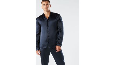 Long Silk Piped Pajamas