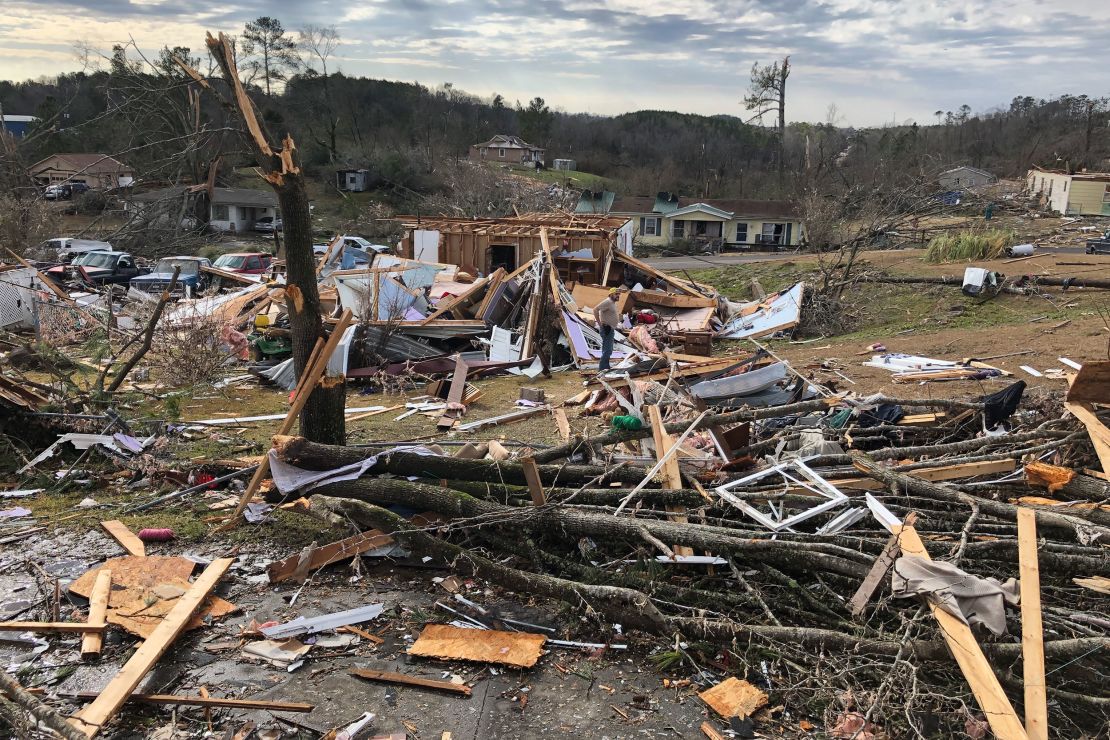 Multiple homes were destroyed by a tornado in Fultondale, Alabama.