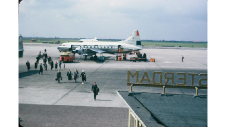 <strong>Vintage aviation:</strong> One of the slides depicts Amsterdam Schiphol Airport, which makes Skupin think the photographer was Dutch and that they traveled to Alaska.
