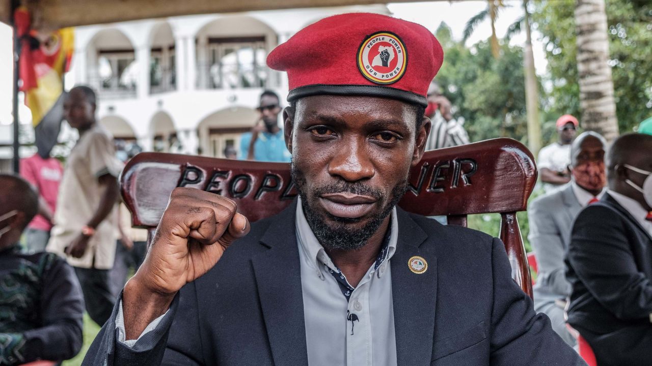 Ugandan opposition leader Robert Kyagulanyi, also known as Bobi Wine, poses for a photograph after his press conference at his home in Magere, Uganda, on January 26, 2021. 