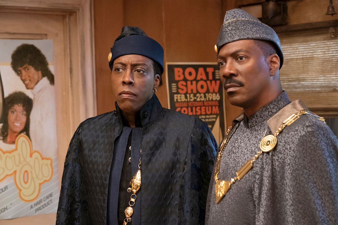 Arsenio Hall (left) and Eddie Murphy (right) star in "Coming 2 America." 