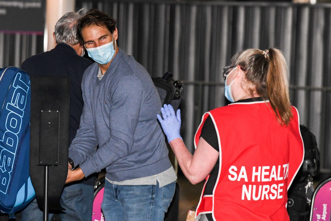 Rafael Nadal headed straight to quarantine after landing in Australia this month. 