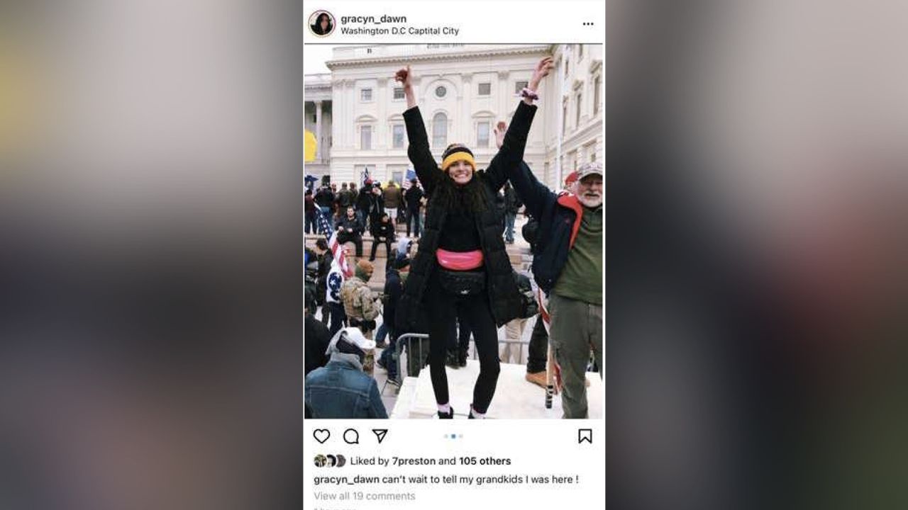 An Instagram photo posted by Gracyn Courtright shows her on Capitol grounds and was included in federal court records.