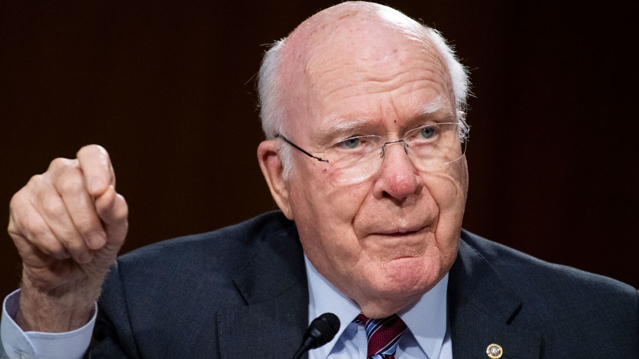 Sen. Patrick Leahy, a Democrat from Vermont, is seen at a Judiciary Committee hearing in the Dirksen Senate Office Building in June 2020 in Washington. 
