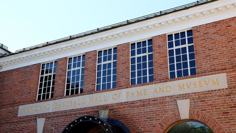 The entrance of the National Baseball Hall of Fame and Museum prior to the 2017 Hall of Fame Induction Ceremony at the National Baseball Hall of Fame on Sunday July 30, 2017 in Cooperstown, New York. 