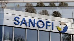 GENTILLY, FRANCE - DECEMBER 11: A Sanofi logo sits on the facade of the company's headquarters on December 11, 2020 in Gentilly near Paris, France. French pharmaceutical companies Sanofi and British GSK announced on December 11, 2020 that the vaccine against Covid-19 will not be ready until the end of 2021. This delay is due to an insufficient immune response in adults. (Photo by Chesnot/Getty Images)