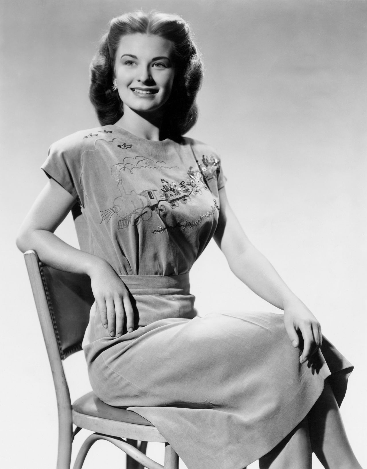 Leachman poses for a photo in 1946. She was a finalist that year in the Miss America pageant.