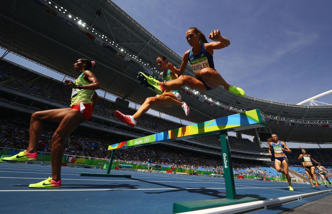 Colleen Quigley (right) competes in the women's 3000m steeplechase final at the Rio 2016 Olympics. 