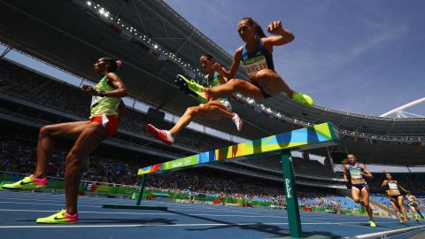 Colleen Quigley (right) competes in the women's 3000m steeplechase final at the Rio 2016 Olympics.